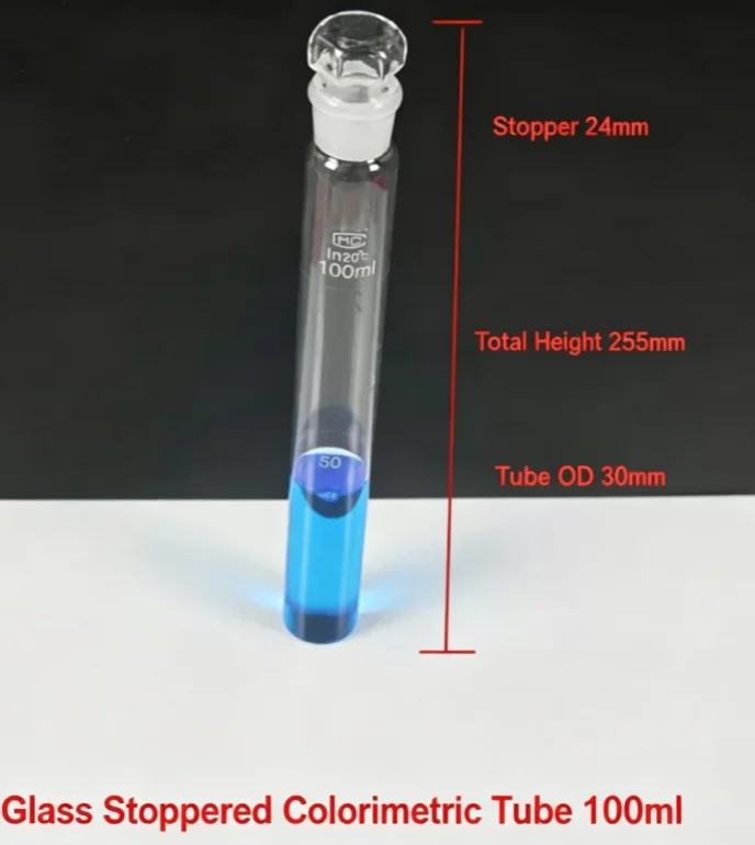 12pcs/lot 10ml 25ml 50ml 100ml Glass Colorimetric tubes with Glass Stopper For laboratory experiment