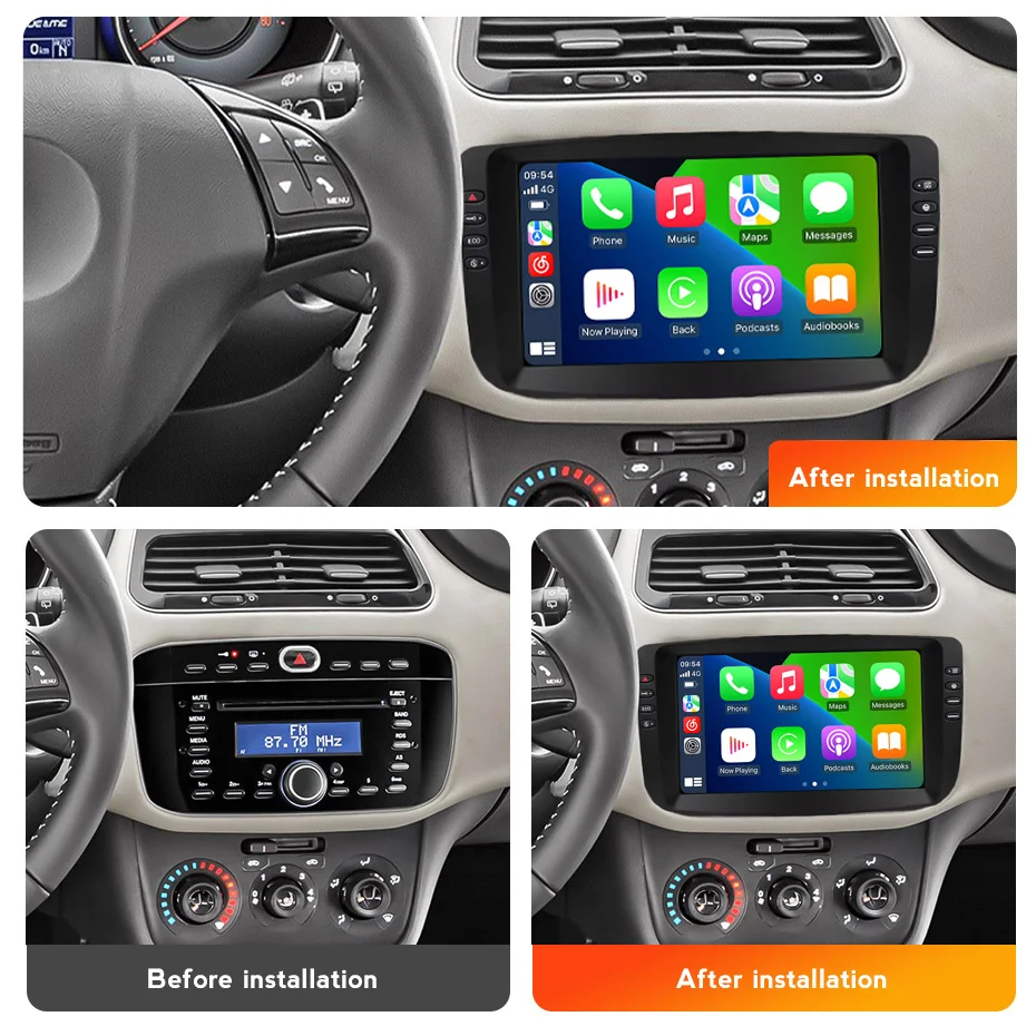 Navifly 9Inch Wireless Carplay Android Auto Car GPS Navigation For Fiat Punto EVO 2012-2015 Touch Screen FM Radio IPS Headunit