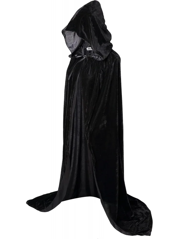 Unisex Adults Hooded Cloak Velvet Cape for Halloween Cosplay Costumes, Gothic Steampunk Victorian Style, For Vampires Wizards
