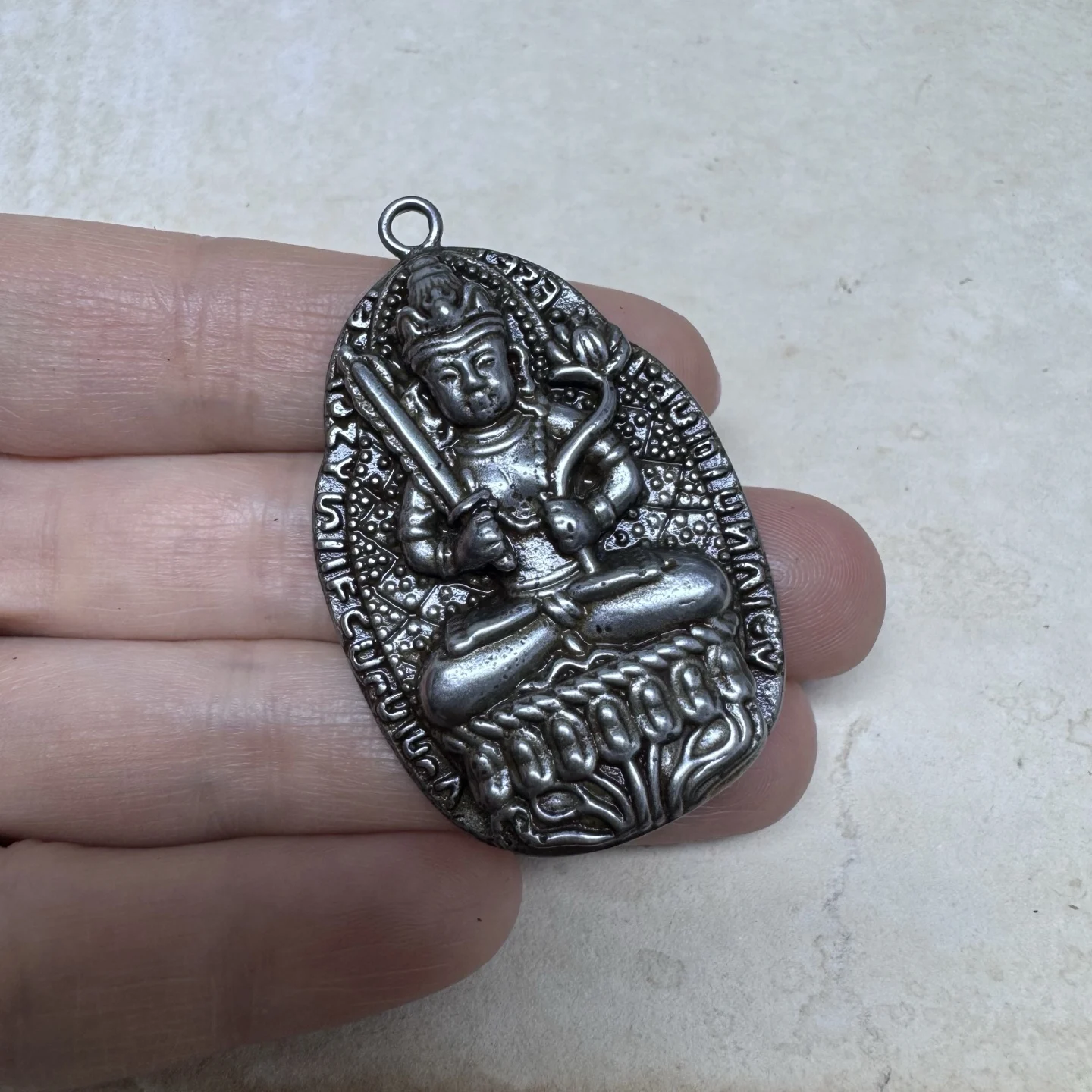 China Tibetan characteristic Tiantie Manjusri carved amulet pendant