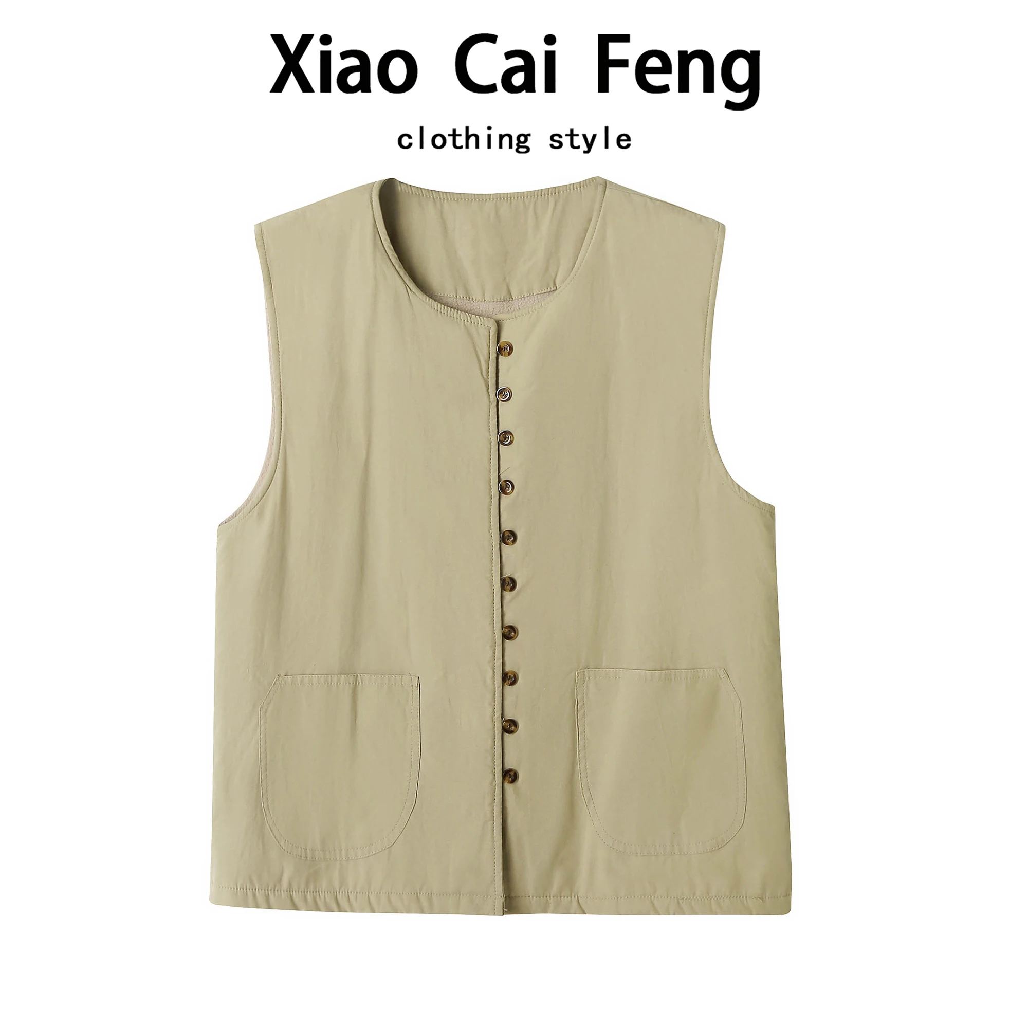 

Retro Artistic Women's Svel Fce Vest Thin Warm Casual Outerwear Autumn Winter Layering Sle Leisurely Faion