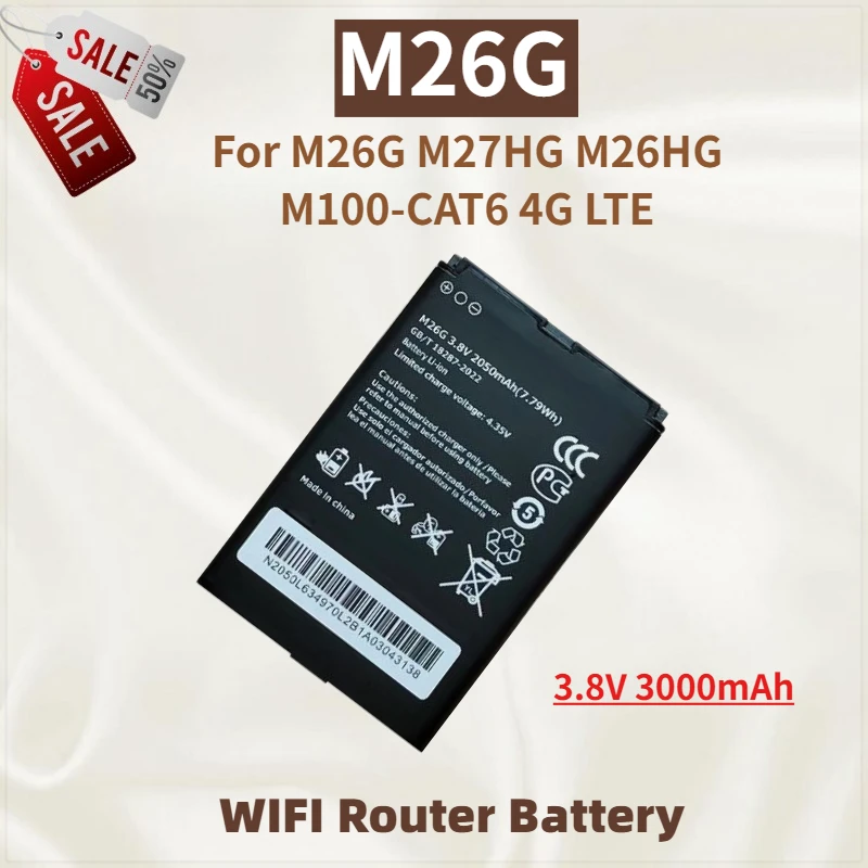 

High Quality M26G Battery 3.8V 3000mAh for M26G M27HG M26HG M100-CAT6 4G LTE WIFI Router Brand New Replacement Battery