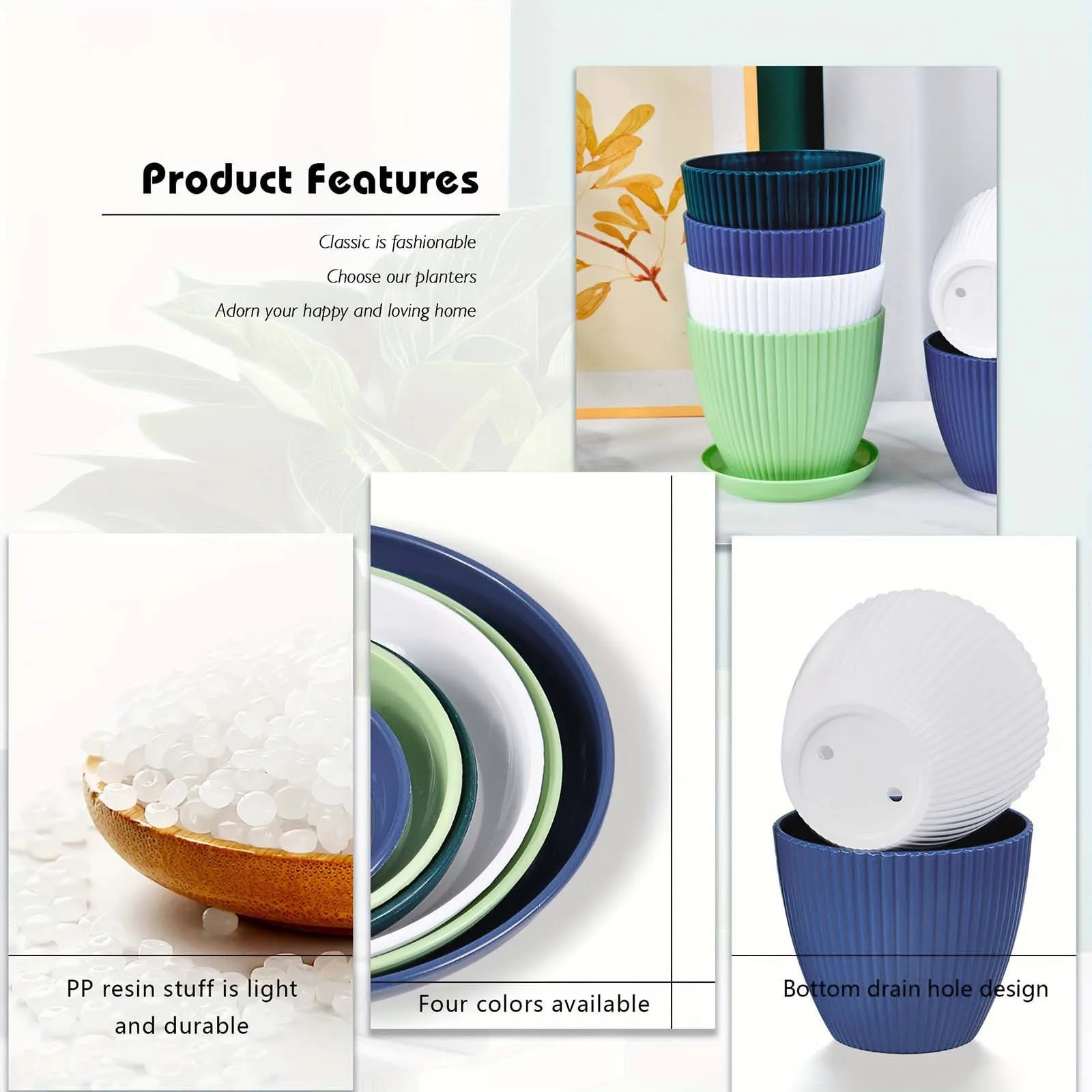 وعاء سميك متعدد الحجم بنمط عمودي، نبات بوعاء، وعاء غير سيراميك، شرفة منزلية أصيص زهور صغير لوازم البستنة جديد