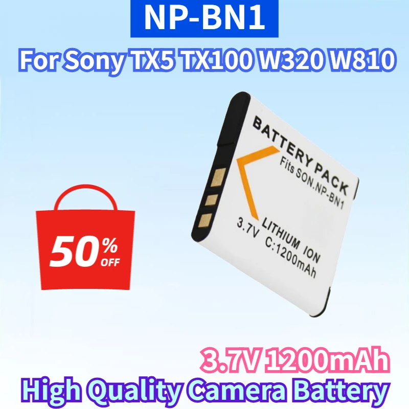 Newest NP-BN1 3.7V 1200mAh Lithium-ion Rechargeable Battery for Sony TX5 TX100 W320 W810 W570 W350D High Quality Camera Battery