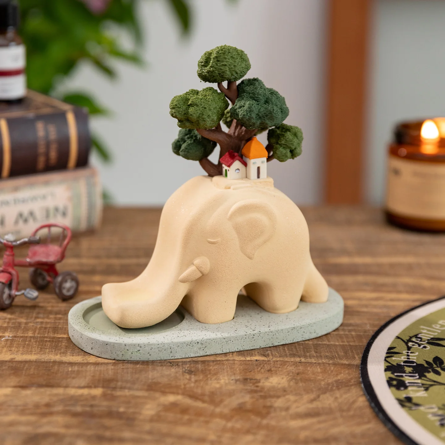 Cute Elephant Tree Aromatherapy Essential Oil Diffuser Stone Christmas Collectible Figurines Home Miniature Landscape Decor Gift