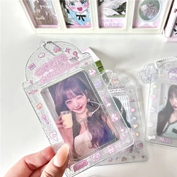 Shiny Transparent Glitter Cute 3 Inch Photocard Holder PVC Girl Heart Card Holder Storage Idol Card Display Protective Pendant