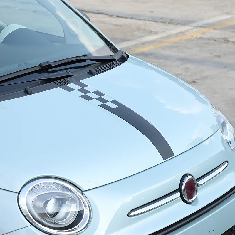 

For Fiat 500 2008-2023 Abarth 595 695 2012-2017 PVC Material Car Hood Panel Trim Sticker Decoration Car Accessories