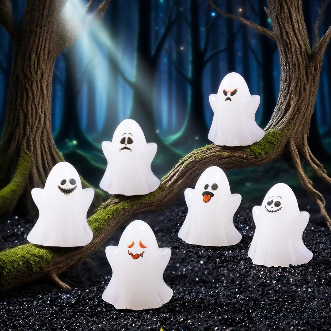 

100pcs Resin Mini 3D Halloween Ghost for Home Decor DIY Landscape Fairy Garden Dollhouse Accessories
