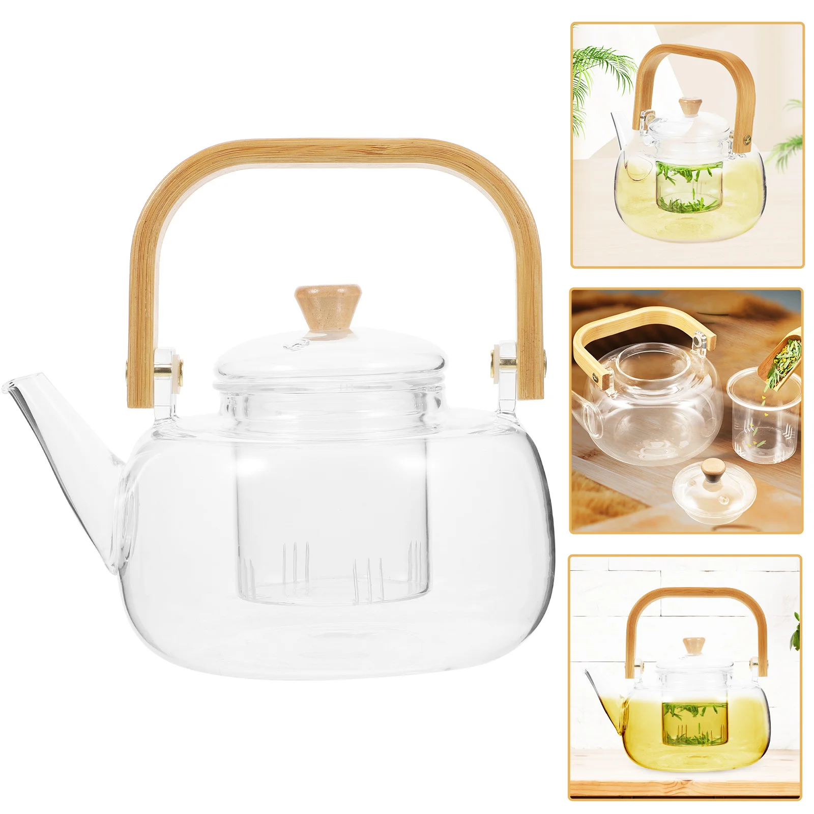 

Glass Tea Pot Infuser Durable High-Grade Material Home Use Tea Shop Restaurant Office Transparent Glass Kettle