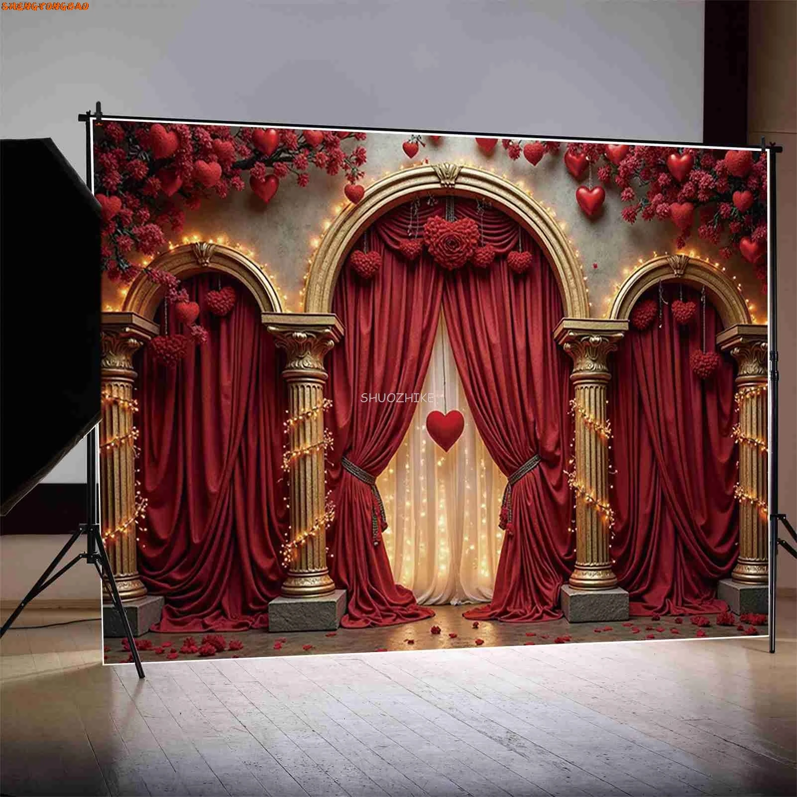 2 월 14 일 발렌타인 데이 사진 배경, 레드 로즈 테디 베어 포토존 배경, 사진 스튜디오 포토부스 소품