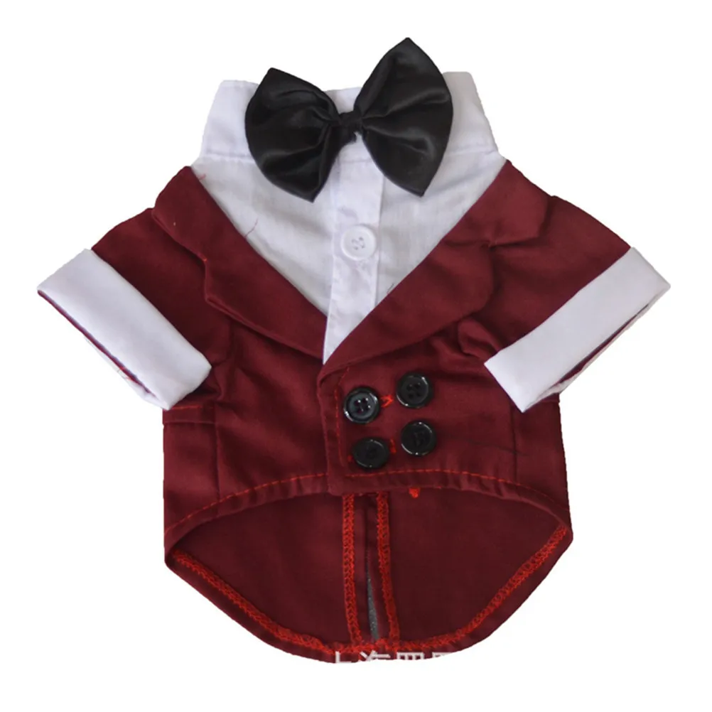 New Arrival Pet Tuxedo Red Brown High Quality Material Stylish Catching Dog Coat Special Occasions Size S