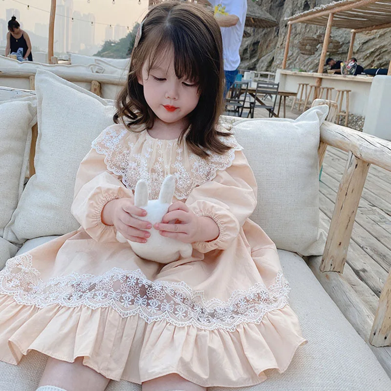 Girls Dress Long Sleeve Lace Princess Dresses Fashion Kids Dress Autumn Spring Birthday Party Toddler Girl Clothes 2 3 4 5 6Y