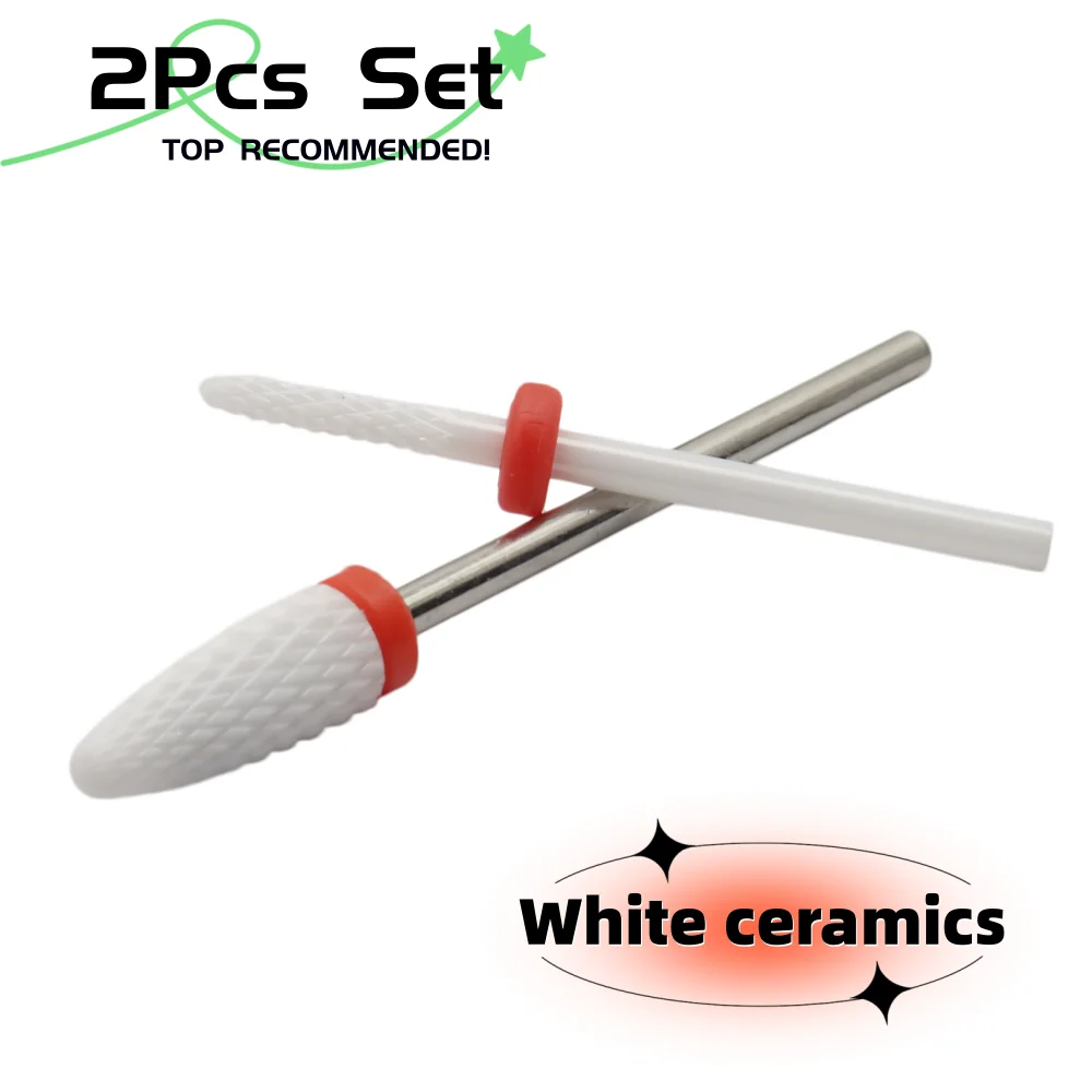 2Pcs Fine Ceramic Nail Drill Bits 3/32