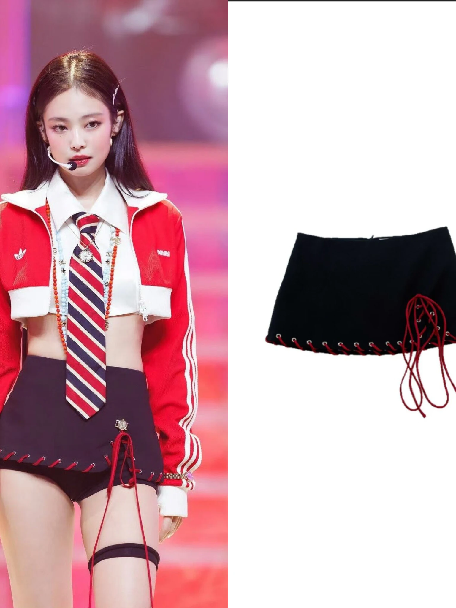 

Jennie Red Side Split f Length Bodycon Skirt Korean Sle Polyester Fiber ort Skirts Women's Faion Spring Season