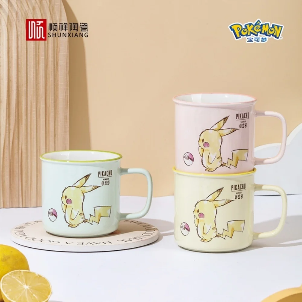 SHUNXIANG Pokémon Licensed Pikachu Ceramic Mugs Kawaii Pattern Breakfast Milk Cup Kids Coffee Cups Drinkware Gift