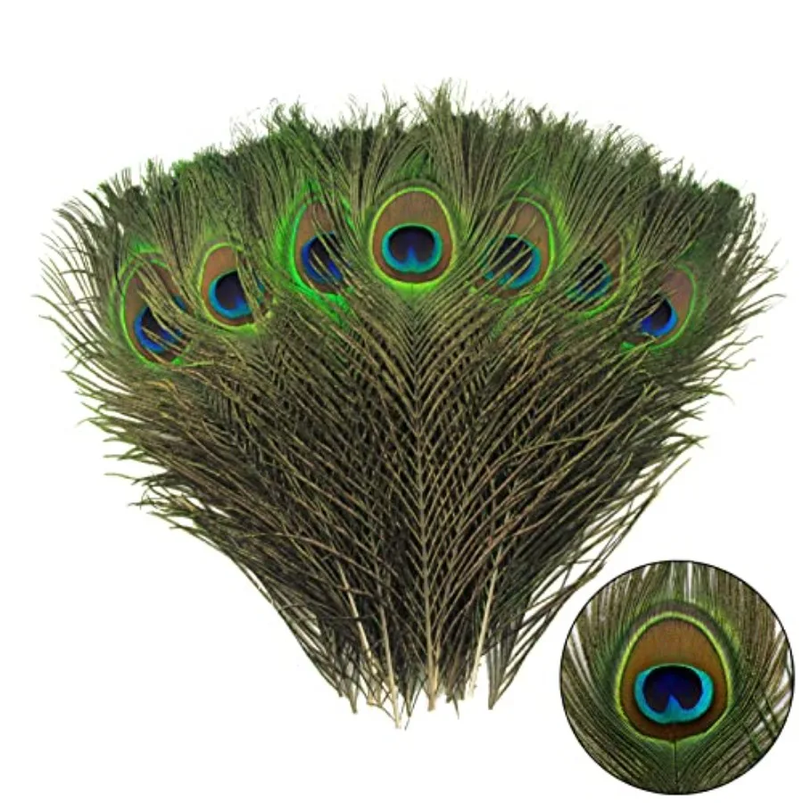 

36pcs Peacock Feather Natural in Bulk 10-12 inch 25-30cm for Craft Vase Wedding Home Party Christmas Day Decoration Peacock Fea