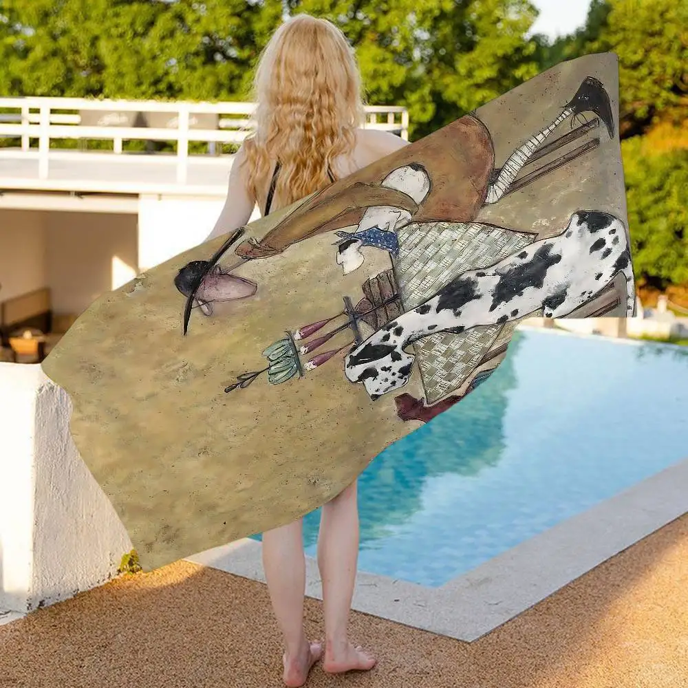 سام توفت الفن مجردة المشهد الحب الكلاب كبيرة ستوكات مناشف الشاطئ سريعة الجافة الرمال مناشف الشاطئ بركة للسفر حمام سباحة اليوغا #5