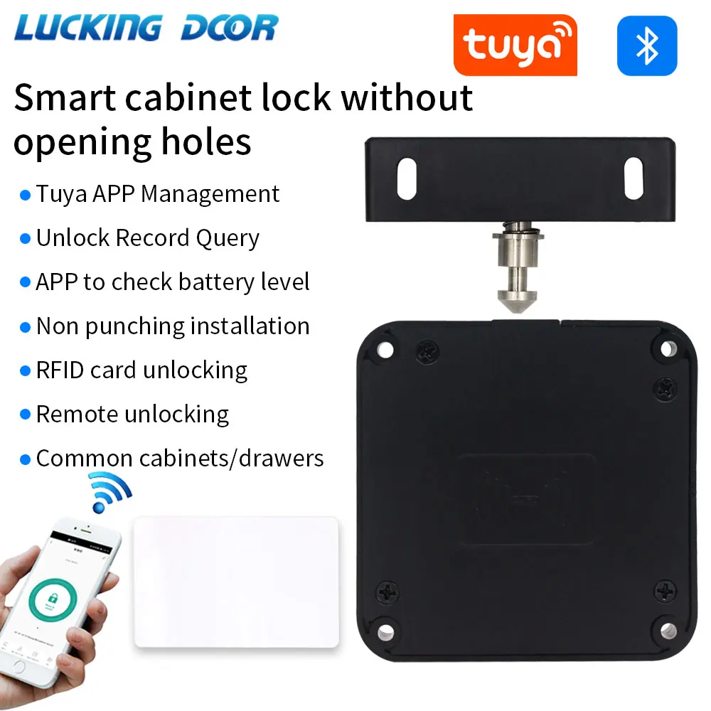 Aplikacja Tuya bez otworów niewidoczny czujnik indukcyjny zamek do szafki karta RFID inteligentny zamek elektroniczny do mebli szafka do sauny
