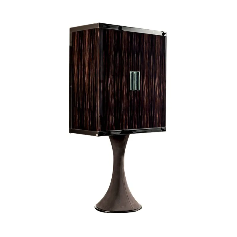 *High - End Premium Bar Cabinet - Dark Ebony Finish Its Built - in Glass Shelves Serve Luxury Home Entertainment Wine Cabinet