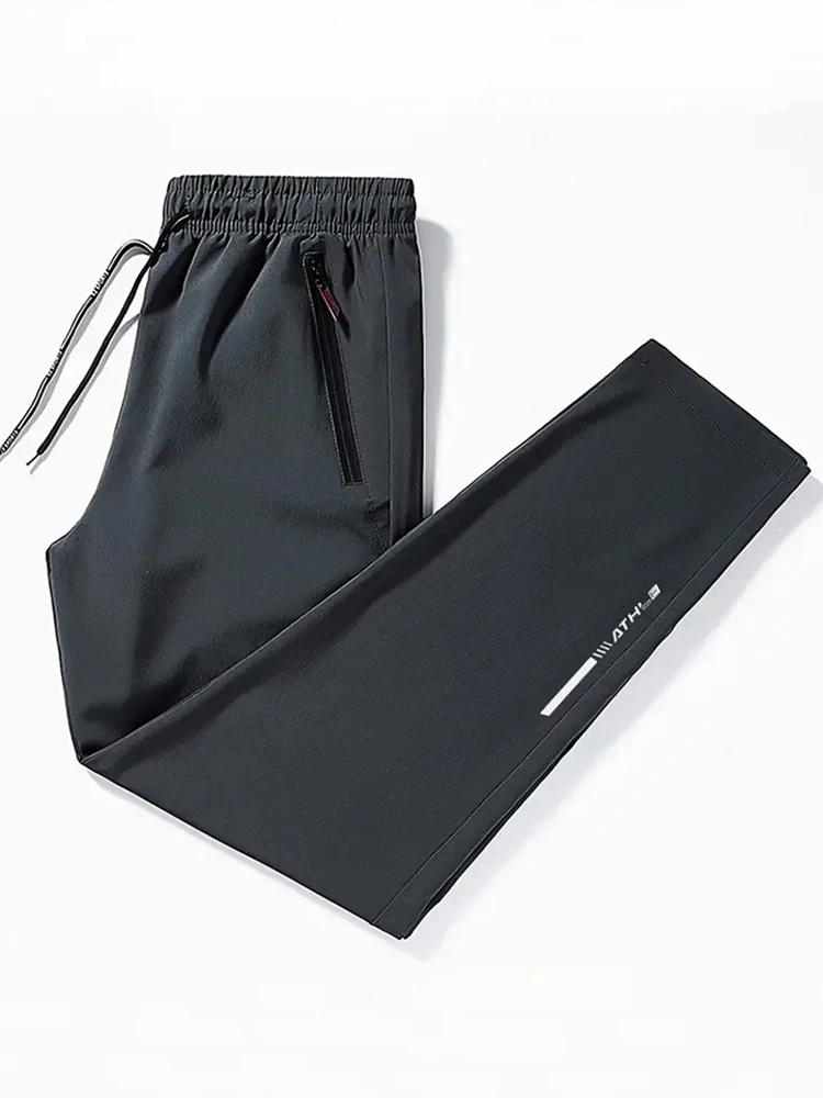 Men's Casual Straight Long Pants Stretch Elastic Waist Jogger Korean Classic Blue Black Gray Male Brand Trousers Plus Size