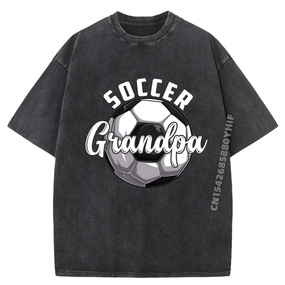 

Funny Soccer Grandpa Vintage Retro Soccer Fathers Day Men Harajuku Graphic T-Shirt Loose Washed Tshirt For Men Printed