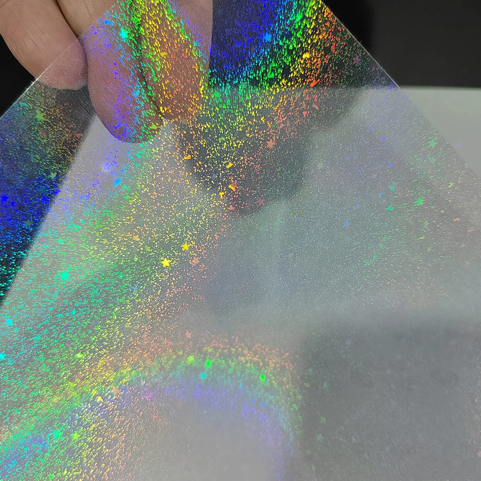 50 Sheets - 6 Style Holographic Sticker Paper - 2.9 x 4.1 Inch Overlay Cold Laminating Film Self Adhesive Vinyl Sheet