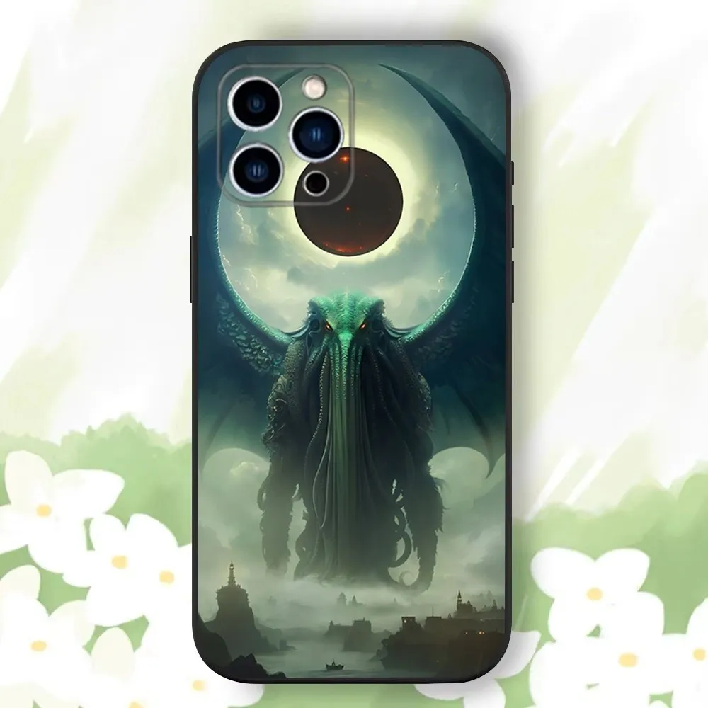 C-Cthulhu M-Mythos Phone Case For iPhone 16,15,14,13,12,11 Plus,Pro Max,XS,X,XR,SE,Mini,8,7，Soft Silicone Black Cover