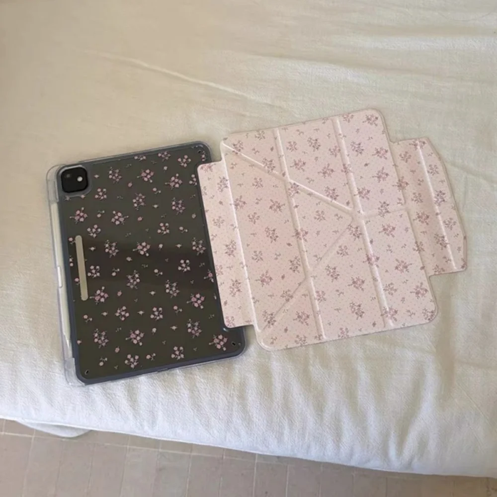 

Корейский розовый чехол с цветочным принтом для iPad Pro 11, 12.9 дюймов, 13 M4 M5, а также для iPad 9.7, 10.2, 5/6/7/8/9/10/11 поколений, Mini 6, 7, Air 3, 4, 5, 6, 7.