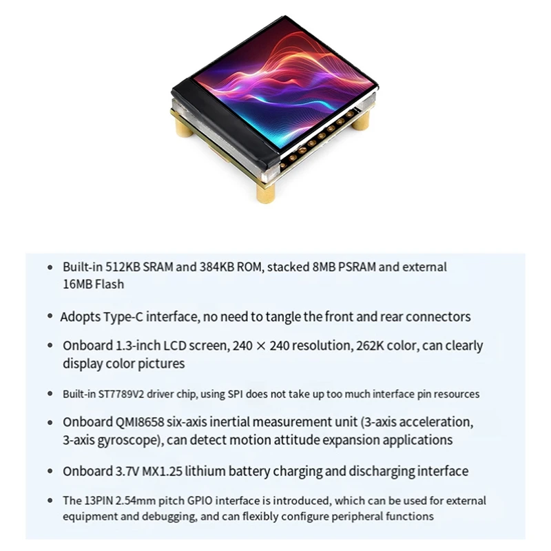 ESP32-S3 1.3 بوصة شاشة الكريستال السائل مجلس التنمية 240x240 بكسل 262K 32 بت LX7 ثنائي النواة المعالج-A75P #5