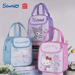 Izolowana torba na lunch Stitch Sanrio Culomi - składana torba wielokrotnego użytku, zapinana na zamek, izolowana folia aluminiowa wewnątrz płóciennej torby