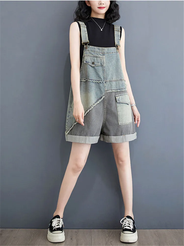 Summer New Vintage Jumpsuit Women Clothing Cotton Wide Legs Bib Female Overalls Woman Personality Denim Rompers Ropa De Mujer