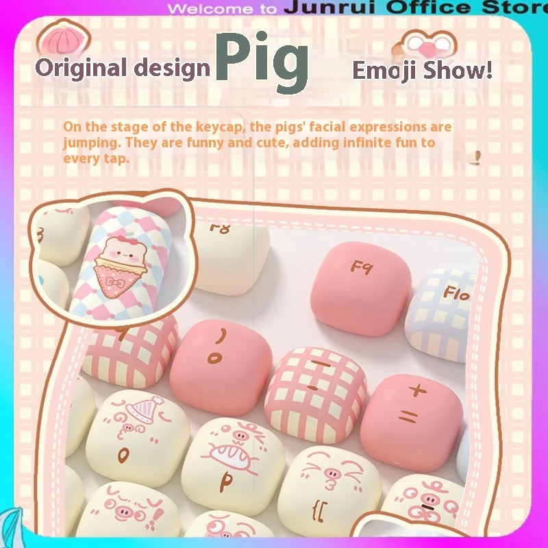 Imagem -03 - Akko Pig Party Keycap Altamente Sublimação Pbt Pequenos Pães e Cogumelos Keycaps Teclado Mecânico 139 Peças Conjunto Completo