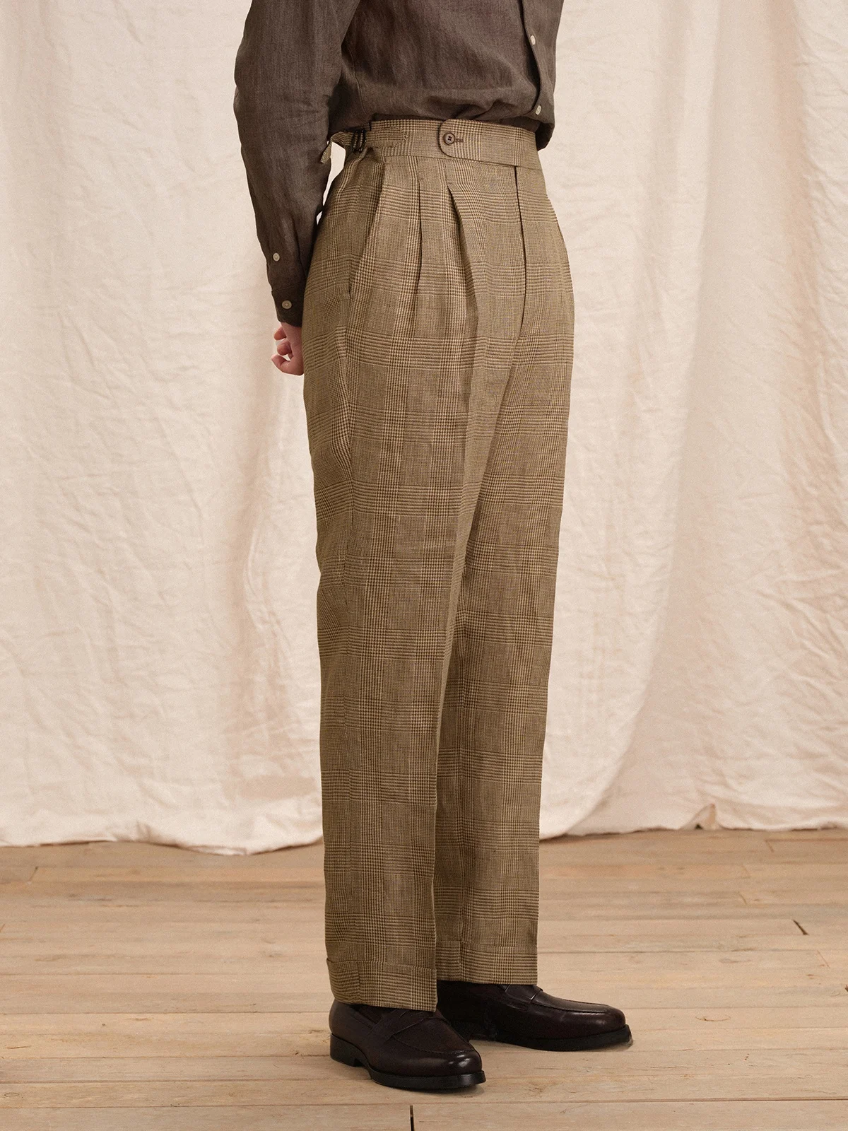 

CULTUM Italian Neapolitan Mens Linen Pants Long Trousers Old Money Sle Busin Casual Spring Season Straight Leg Trousers