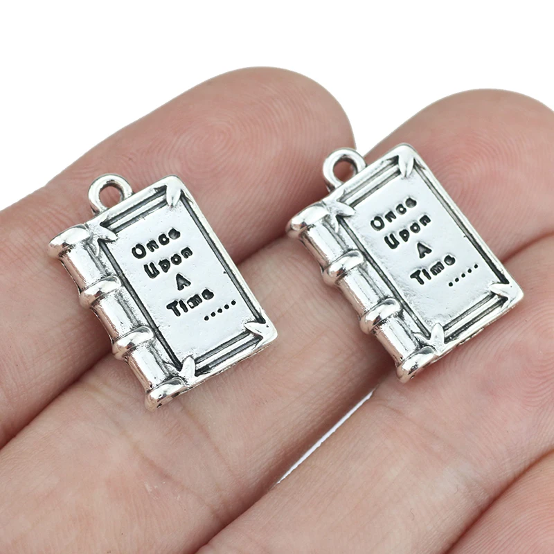 10Piece 13*21mm Small Size Antique Silver Plated Fairy Tales Book Once Upon A Time Charm Pendant For Jewelry Making