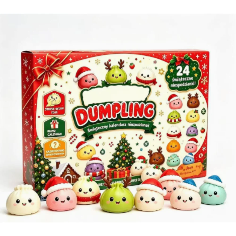 24 pcs Christmas Advent Calendar Mini Dumpling Squishy Blind Box Stress Relief Squeeze Fidget Toy Set Holiday Countdown Surprise