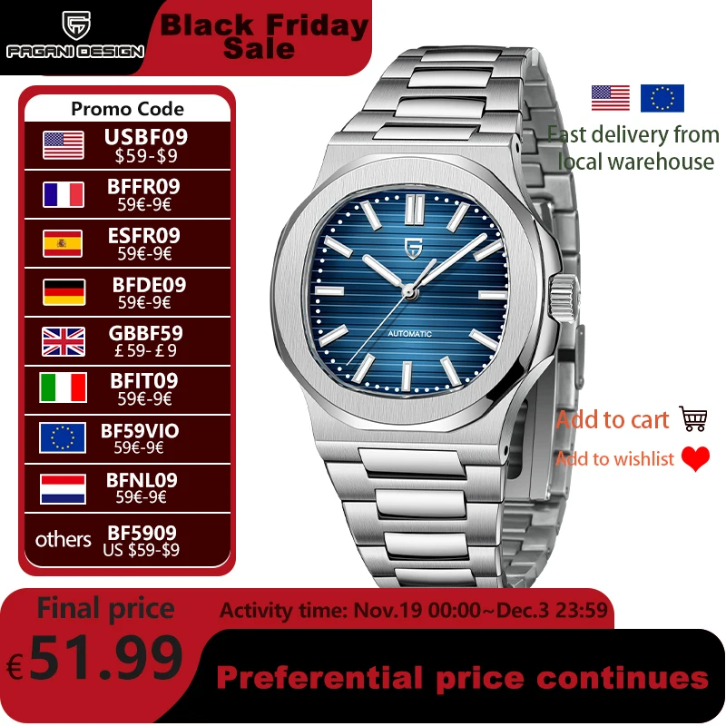 2024 New PAGANI DESIGN 40MM Men's Watches Luxury Automatic Watch For Men Mechanical WristWatch Stainless Steel Sapphire glass
