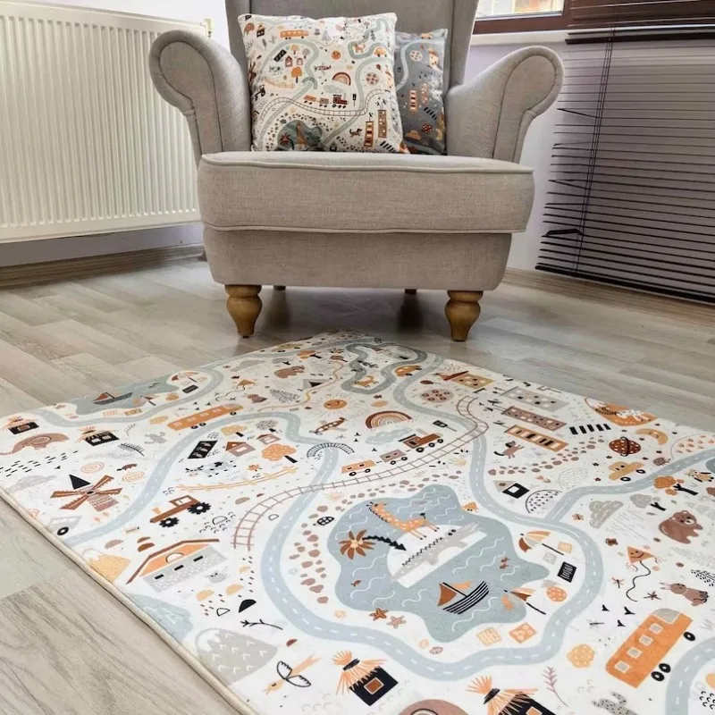 City and Road Themed Rugs Coral Velet Living Room Carpet Nonslip Bedside Large Soft Floor Rug Children Game Mat Rectangular Home