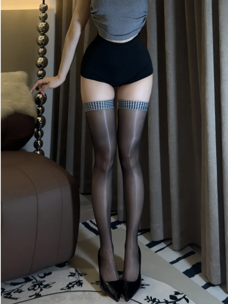 

New Sexy Shiny Long Tube Black Silk Women's Ultra-thin Thigh Socks On The Bed Sexy Glossy Silk Stockings Smooth Comfortable MHCB