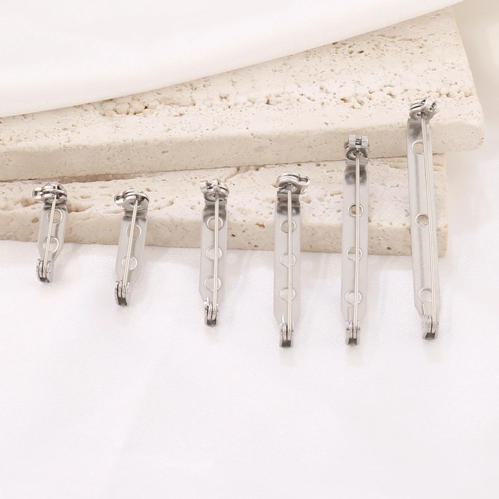 Afbeelding 7: 10 stks 17-45mm Broche Clip Base Pins Zilver/Goud Kleur Blank Safe Lock Broche Pin Base Badge houder Voor DIY Sieraden Maken