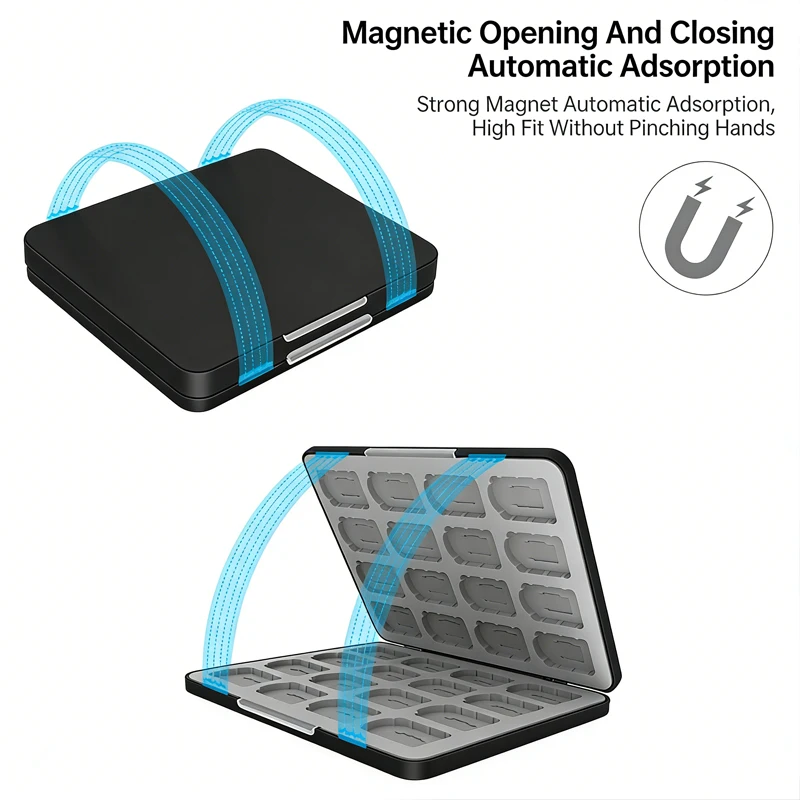 

64-in-1 Storage Game Case For Switch 2/ Switch/ Lite/ OLED w/ 64 Cartridge & 64 Micro SD Card Slots Hard Shell Silicone Lining