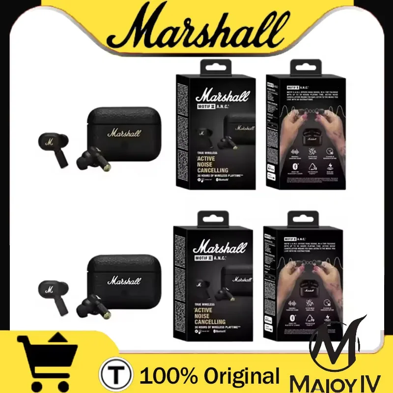 

Беспроводные Bluetooth-наушники Marshall MOTIF ANC с активным шумоподавлением, полностью беспроводные внутриканальные наушники для бега, версия 5.2