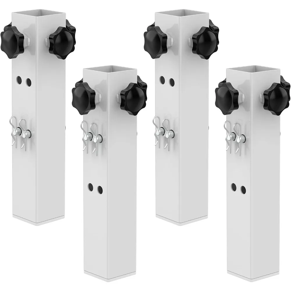 

4 Pcs White Table Leg Extenders - Adjustable, Metal Square Folding Leg Risers, Raise Table Height 3.5/5.5 (Inner Diameter 1.35)