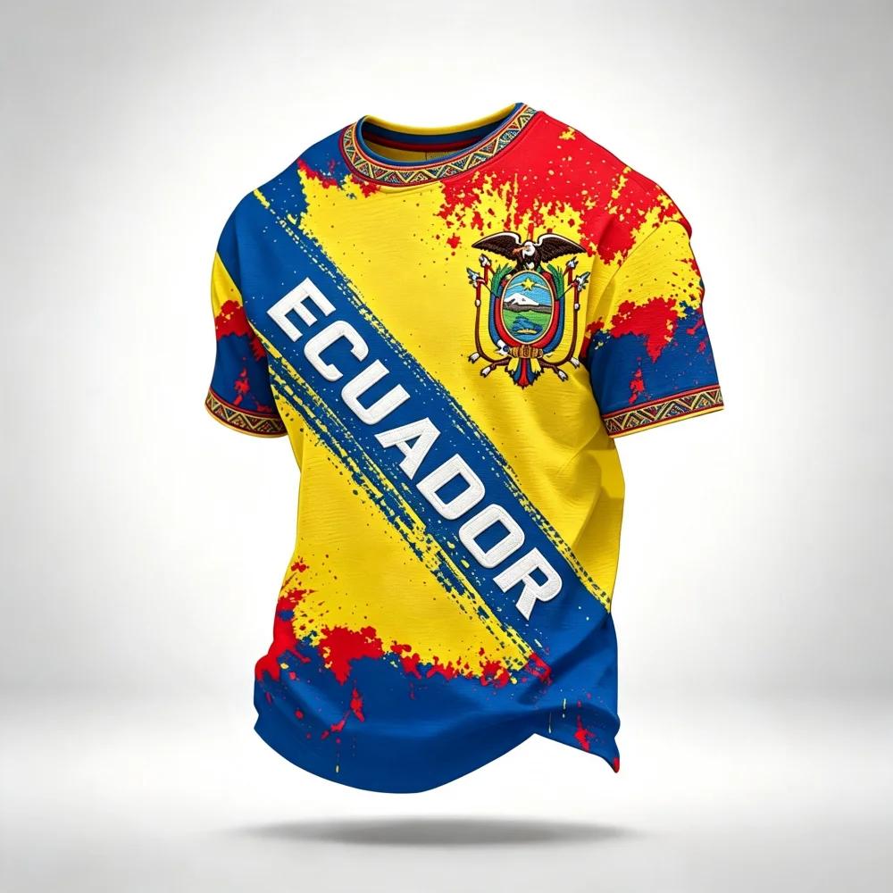 2026 New Ecuador National Trend Design Football Shirt, Fan Surrounding Quick Drying Leisure Sports Family Kids Tee