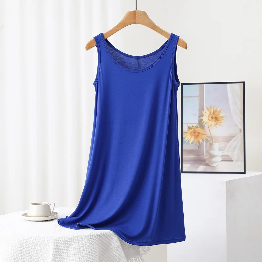 Large Size Loose Ladies Sleepwear Sleeveless Modal Summer Nightgowns For Women Night Dress Casual New Nightshirt Female Nighty