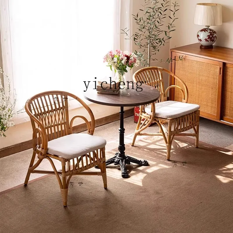 LSL Japanese-Style Rattan Chair Nordic Natural Real Rattan Makeup Chair Homestay Inn Leisure Chair
