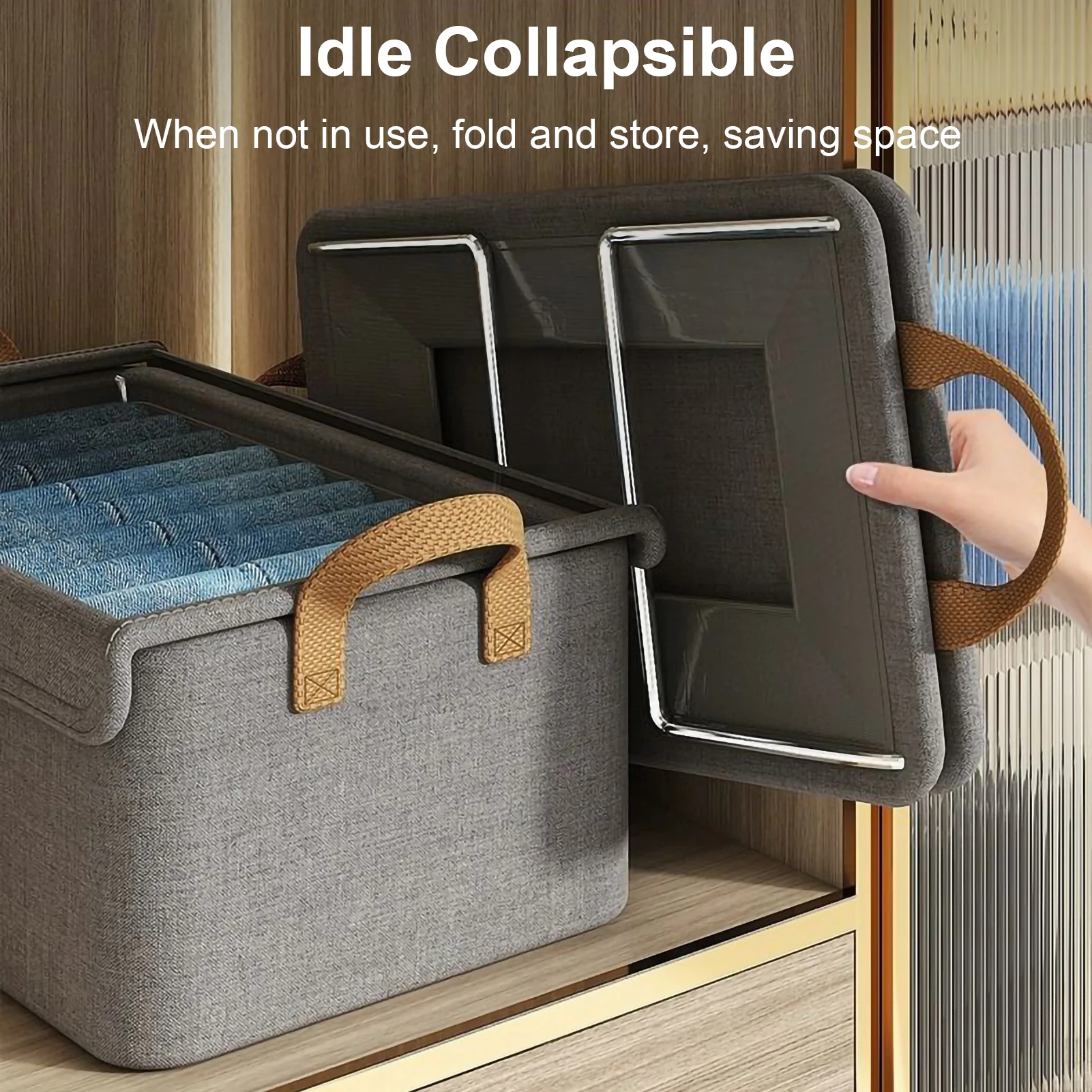 Steel Frame Collapsible Storage Boxes Dust-Proof Clothes Trousers Socks Home Organization Drawer Wardrobe Storage Box