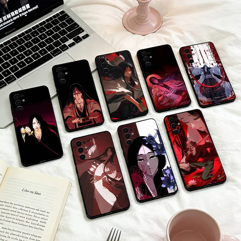 Funda de teléfono Retsu Unohana B-Bleachs para Samsung S 25,24,23,22,30,21,10,9,Ultra,Plus,Lite,FE,4,5 G, funda negra suave