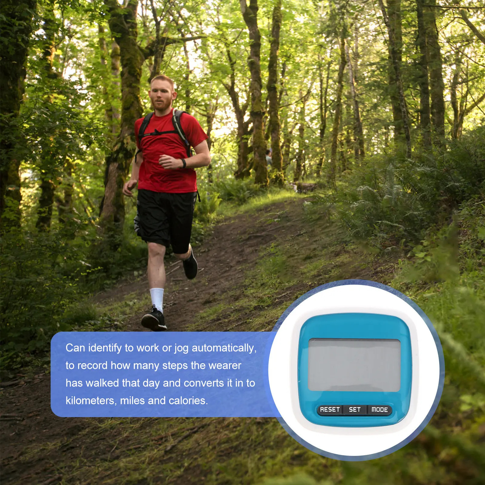 Red ABS Plastic Digital Step Counter Pedometer with LCD Display 50x30x61mm Calorie Distance Miles Tracking Auto Shut Off