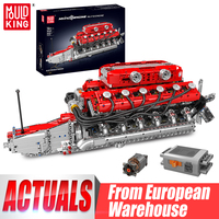 Mould King 10169 Technical Car Engine Toys The Motorized V12 Engine Building Block Assembly Car Engine Brick Kids Christmas Gift