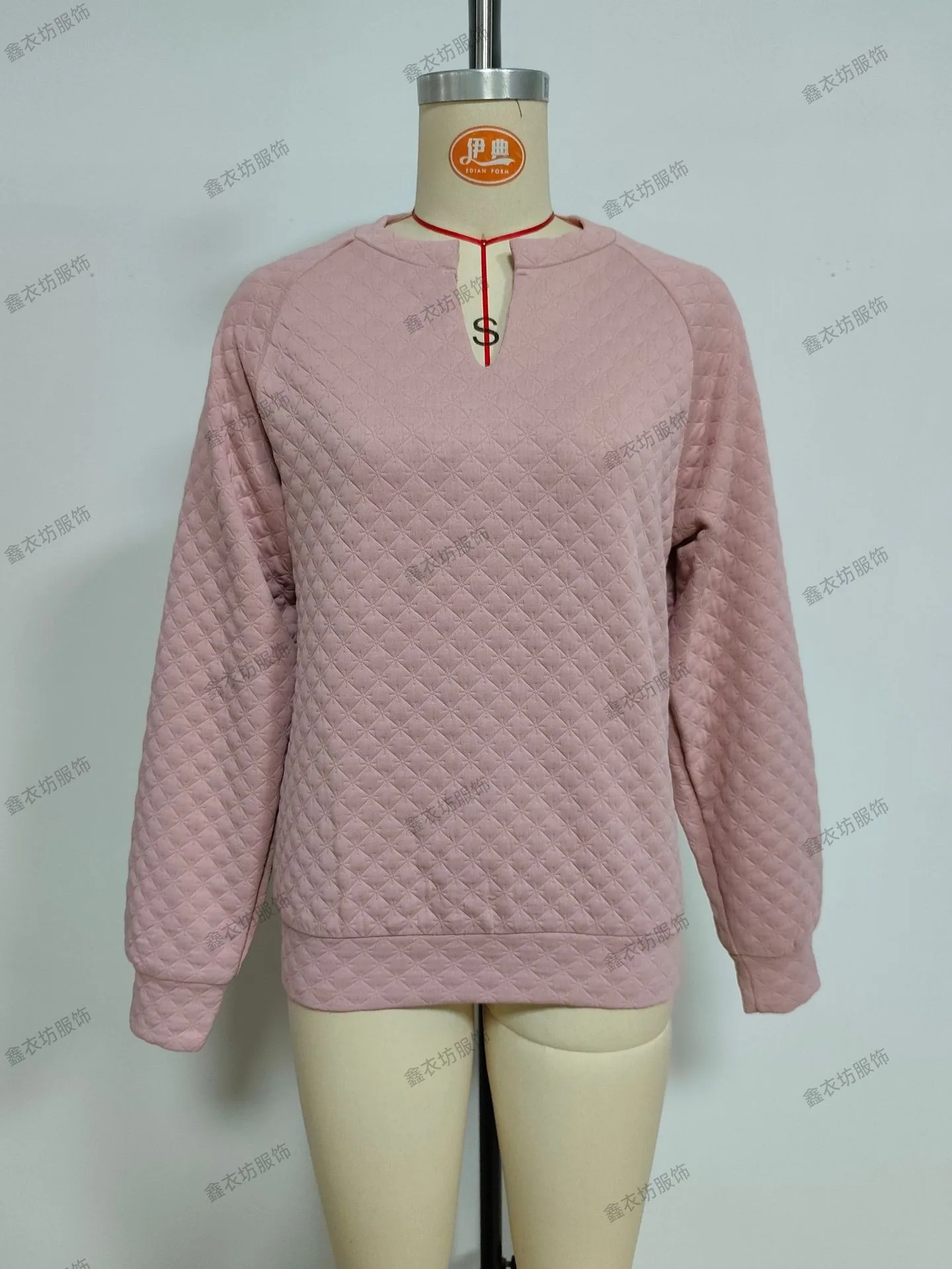 Casual Patchwork Slim Fit Hoodie with Regular Sleeve Elegant Commuter Mid Length Pullover Autumn Long Sleeve V Neck Women Hoodie